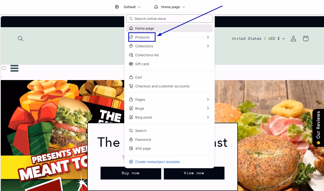 Open Product Page Settings
